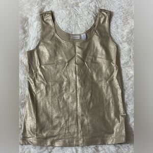 Chico's Stretchy Sleeveless Metallic Gold Tank Top Size 0 or Small